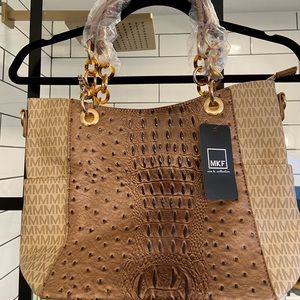 Mia K Farrow crocodile bag.  Super cute with brown details on handle